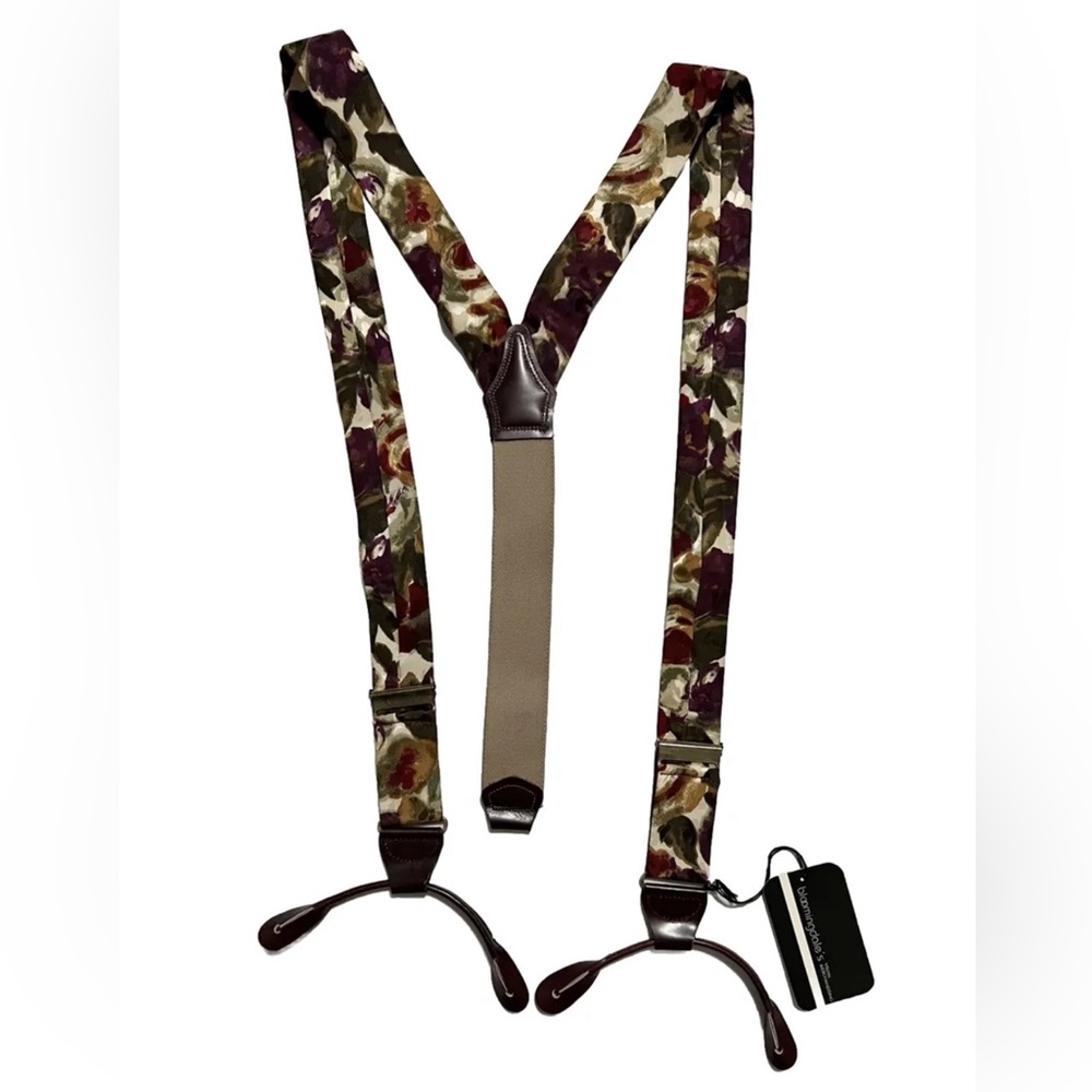Vintage Silk Convertible Braces Suspenders Leather Tabs Made In USA